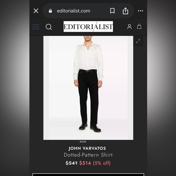 John Varvatos White and Black Patterned Men's Shirt - Picture 4 of 4